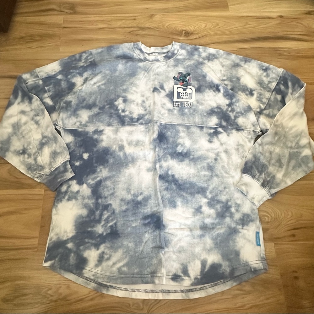 Disney Blue and White Tie-Dye Long Sleeve Shirt